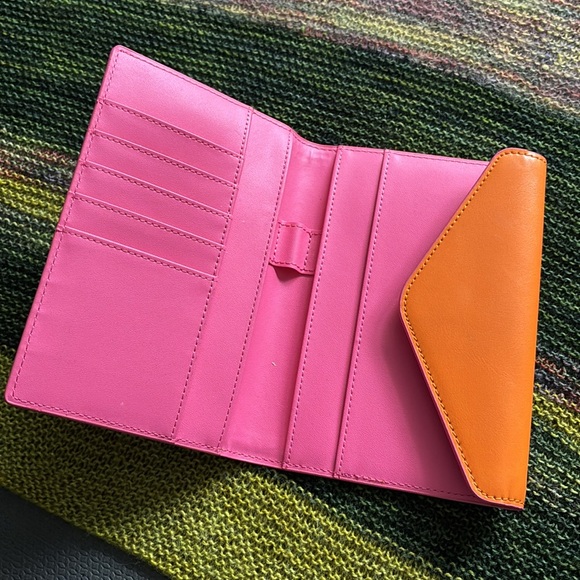 Orange Leather Envelope Clutch - Picture 4 of 5
